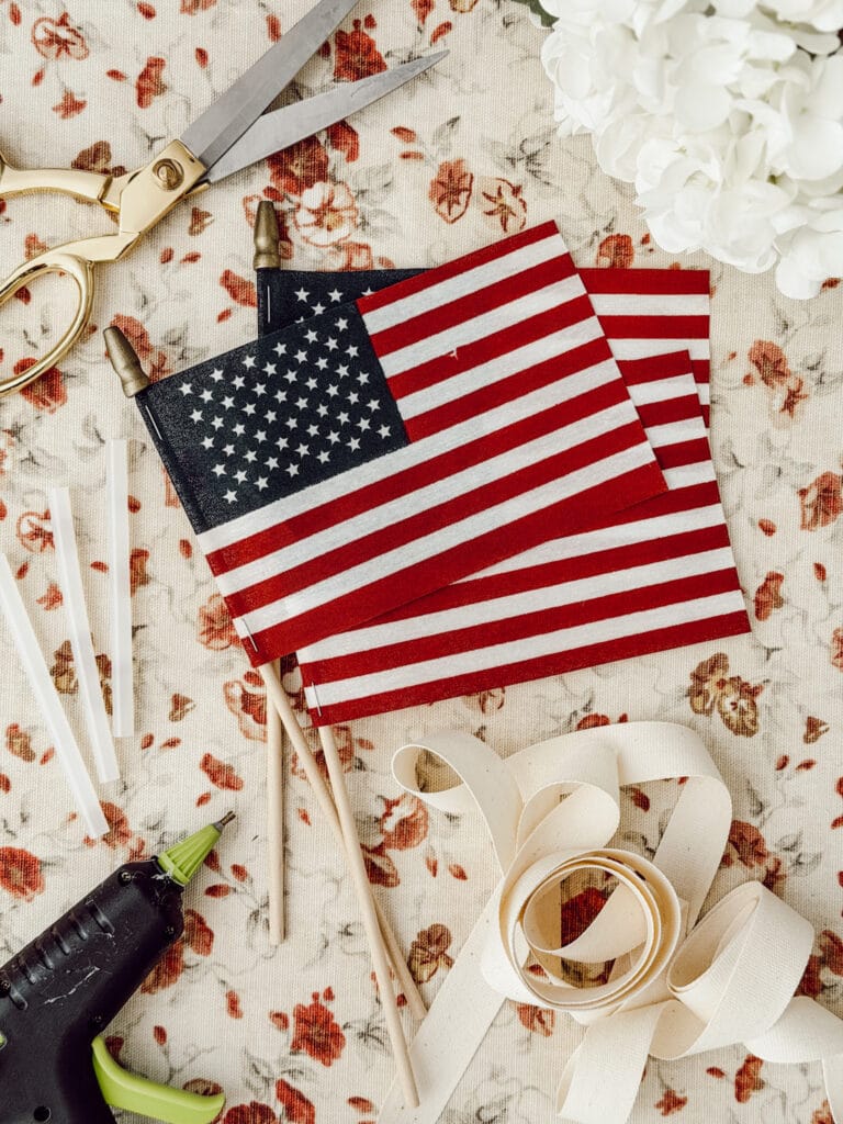 The simple supplies you'll need to make your own DIY flag garland.