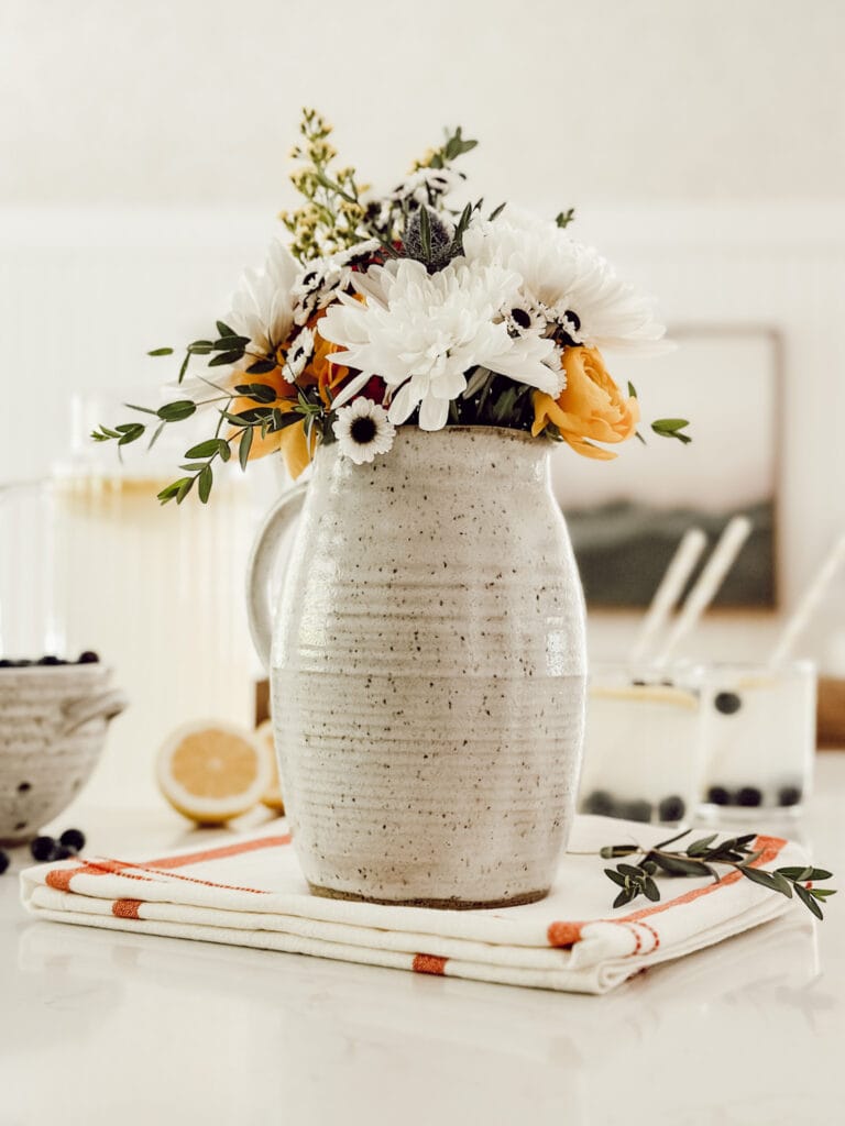 Weekly Wednesday wish list #258 Eleanor Rose Home summer flowers with a pitcher of lemonade.