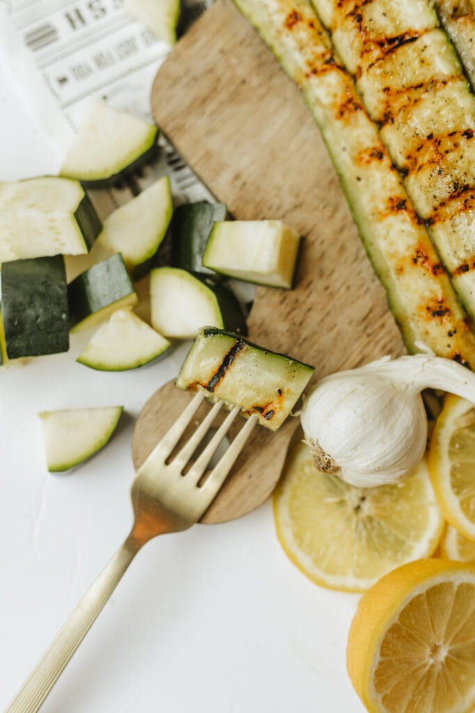 Fresh zucchini from the garden marinated for the grill.