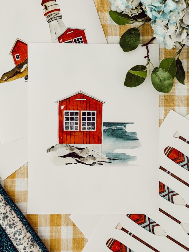 Printable summer artwork with coastal inspired designs.