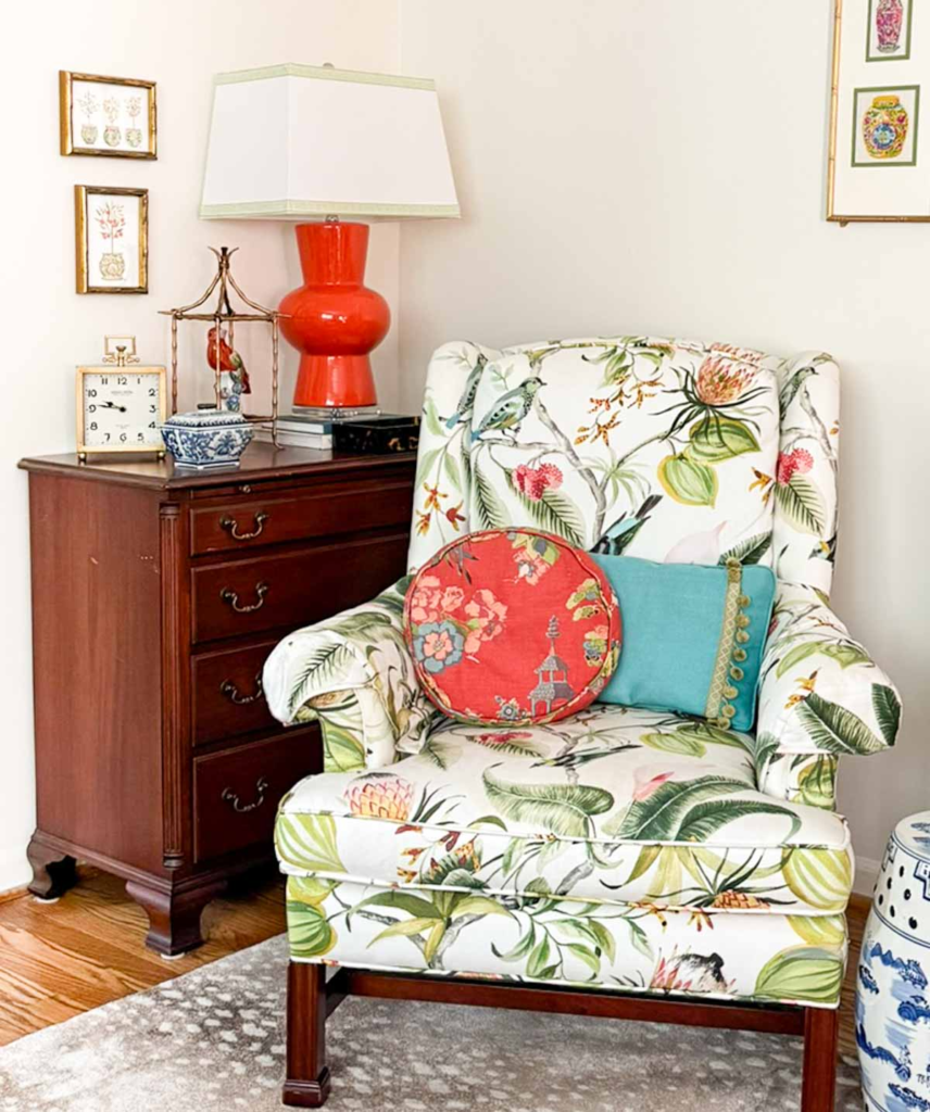 Weekly Wednesday Wish List #262 Worthing Court accent chair with cozy throw pillows.