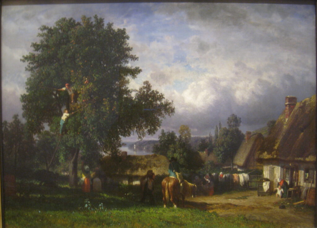 Apple harvest in the French countryside during the fall season.