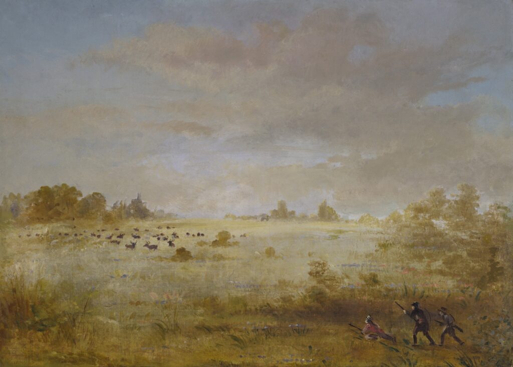The numbers and variety of game on the Plains provided a varied diet for Catlin and the soldiers and traders who lived along the frontier. In 1835, Catlin returned from Fort Snelling to Prairie du Chien, this time by canoe, living principally on game during the trip.
