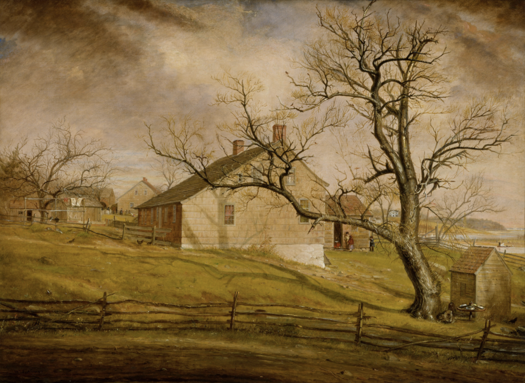 An entry in Mount’s diary from November 1862 records that he began a painting of houses in Setauket, New York.