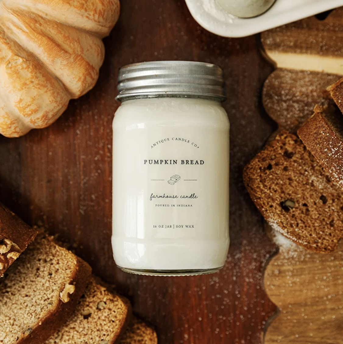 Antique Candle Co. pumpkin spice fall candle.