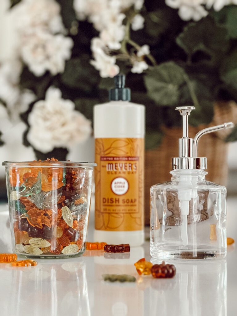 The simple supplies you'll need to make a fall soap dispenser DIY.