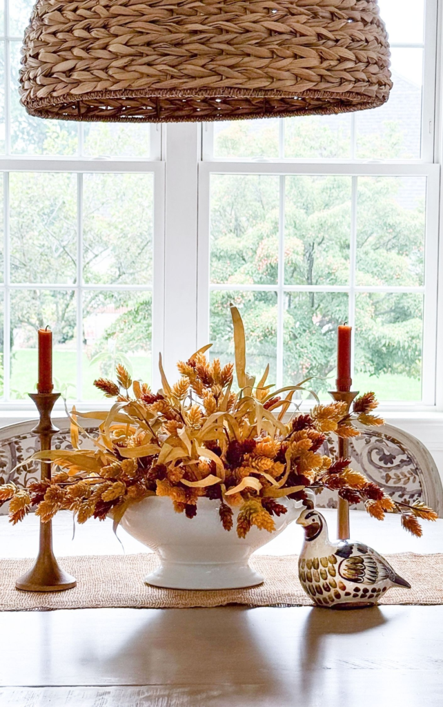 Weekly Wednesday Wish List #272 StoneGable dining room table decorated for fall.